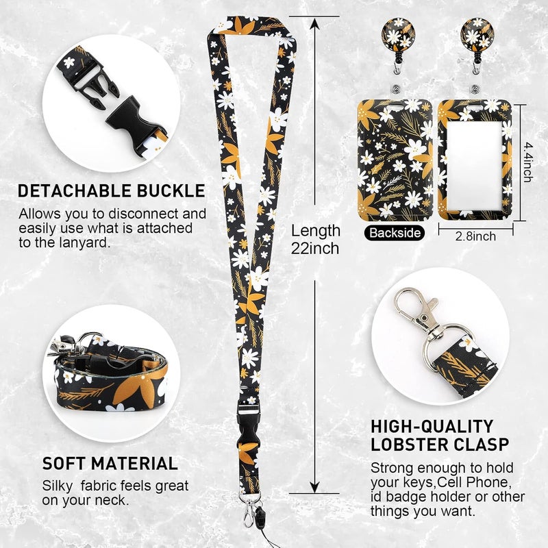 Hinsly ID Badge Holder with Lanyard, Retractable Badge Holders Reels with Lanyards Adjustable, for Women Kids Teacher Nurses Doctor Student - Image 5